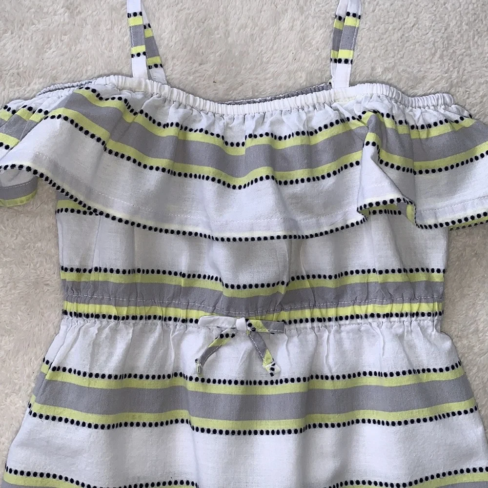 Janie and Jack Ruffle Sundress 2T White Gray Yellow Dress